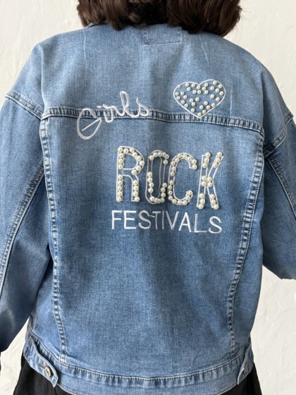 Geaca de blugi cu perle pe spate - Img 2