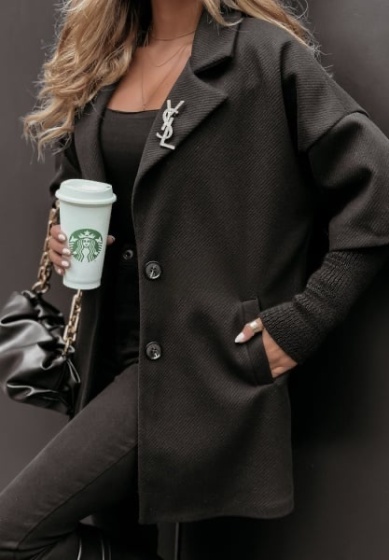 Palton dama cu maneci din tricot - Img 1