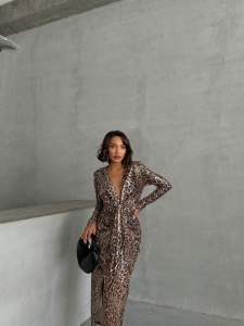 Rochie animal print cu paiete - Img 6