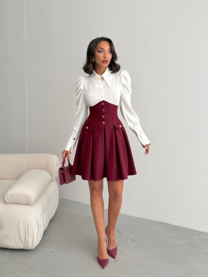 Rochie elegant cu corset si camasa - Img 6