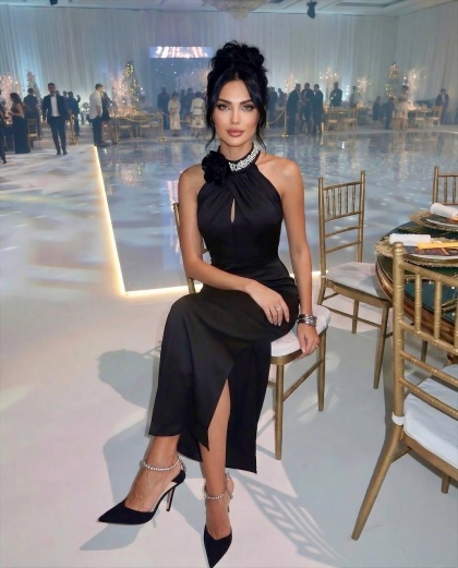 Rochie eleganta cu detaliu floare si strasuri - Img 4