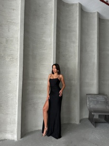 Rochie eleganta cu siret la spate accesorizata cu strasuri - Img 5