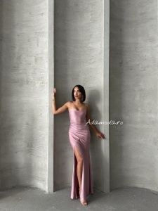 Rochie eleganta cu siret la spate accesorizata cu strasuri - Img 5
