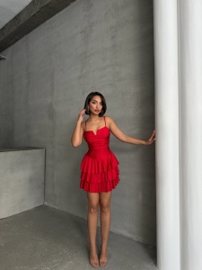 Rochie eleganta cu volane si aplicatii din strasuri - Img 5