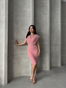 Rochie eleganta dama midi accesorizata cu strasuri - Img 3