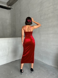 Rochie eleganta din catifea cu aplicatie din plasa - Img 2