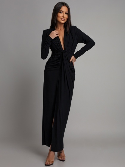 Rochie eleganta din lycra cu accesoriu cordon impletit - Img 3