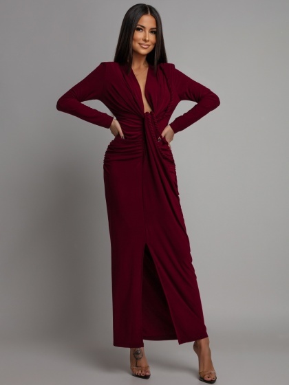 Rochie eleganta din lycra cu accesoriu cordon impletit - Img 2