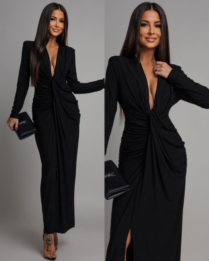 Rochie eleganta din lycra cu accesoriu cordon impletit - Img 2