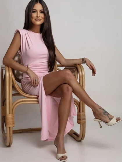Rochie eleganta din lycra cu accesoriu  - Img 4