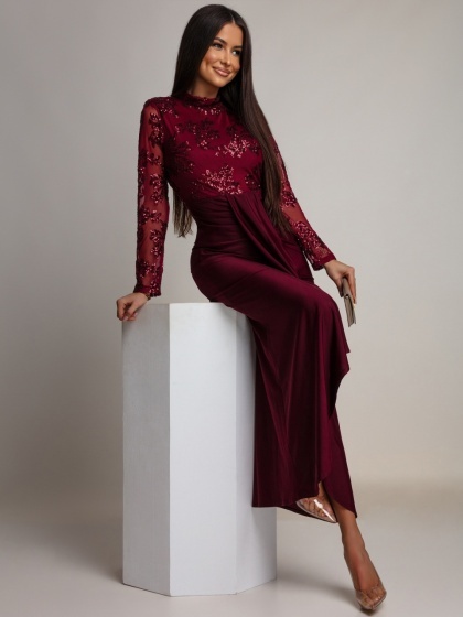 Rochie elegantă din lycra și tulle cu paiete - Img 3
