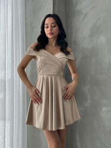 Rochie eleganta din satin scurta cu bretele - Img 1