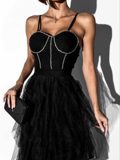 Rochie eleganta din tul accesorizata cu strasuri - Img 5
