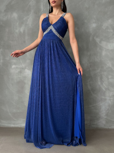 Rochie eleganta lunga accesorizata cu strasuri - Img 3