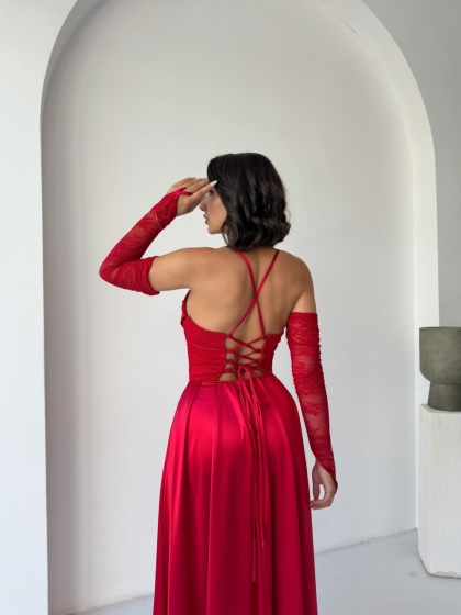 Rochie eleganta lunga cu accesoriu manusi - Img 4