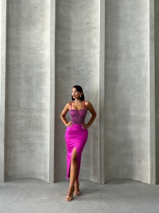 Rochie eleganta lunga cu aplicatie din plasa - Img 4