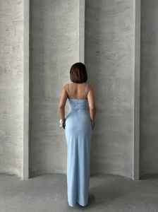 Rochie eleganta lunga cu bretele accesorizata cu perle - Img 3