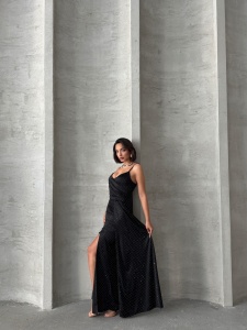 Rochie eleganta lunga cu bretele accesorizata cu strasuri - Img 6