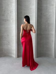 Rochie eleganta lunga cu bretele din strasuri - Img 4