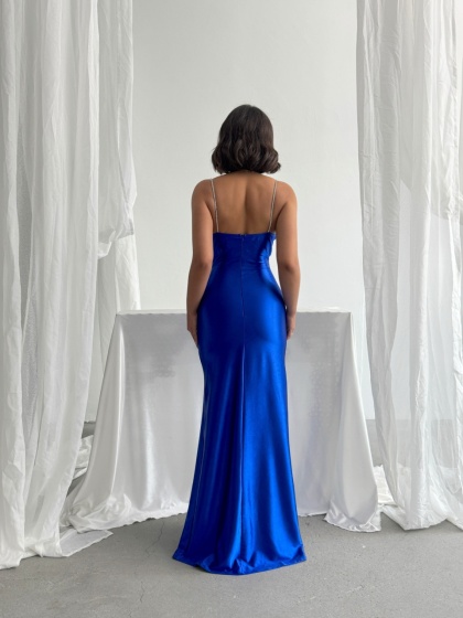 Rochie eleganta lunga cu bretele din strasuri - Img 2