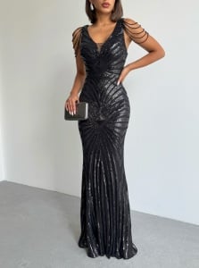 Rochie eleganta lunga cu paiete - Img 2