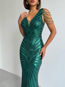 Rochie eleganta lunga cu paiete - Img 1
