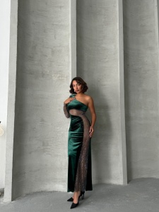 Rochie eleganta lunga din catifea - Img 3
