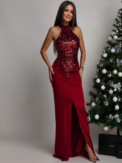 Rochie eleganta lunga din lycra cu paiete - Img 4