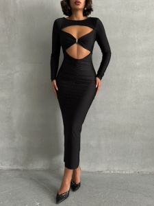 Rochie eleganta lunga din lycra cu strasuri aplicate - Img 1