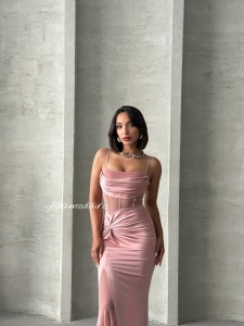 Rochie eleganta lunga din lycra cu tul accesorizata cu strasuri - Img 6