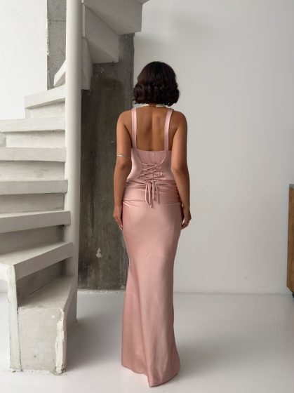 Rochie eleganta lunga din satin cu lycra - Img 2