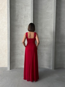 Rochie eleganta lunga din voal accesorizata cu strasuri - Img 3