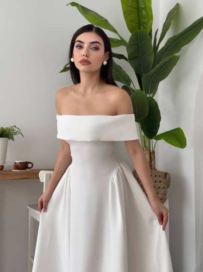 Rochie eleganta lunga pe umeri - Img 3