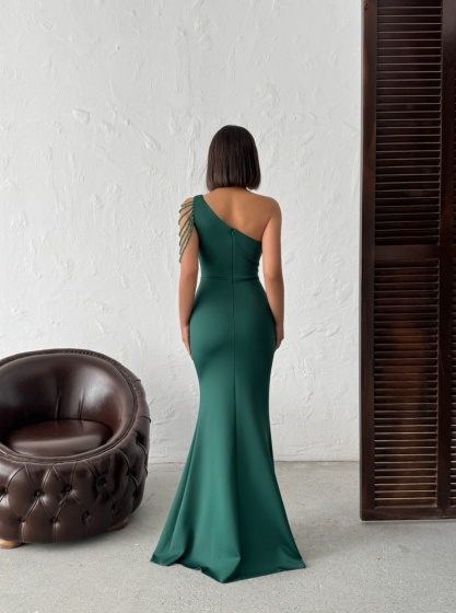Rochie eleganta lunga tip sirena accesorizata cu lantisoare - Img 4