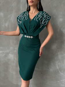 Rochie eleganta midi accesorizata cu strasuri - Img 7