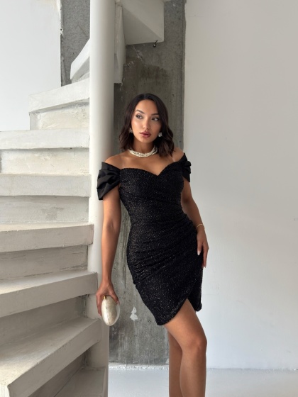 Rochie eleganta scurta accesorizata cu detalii stralucitoare - Img 4