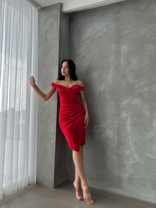 Rochie eleganta scurta pe umeri - Img 5