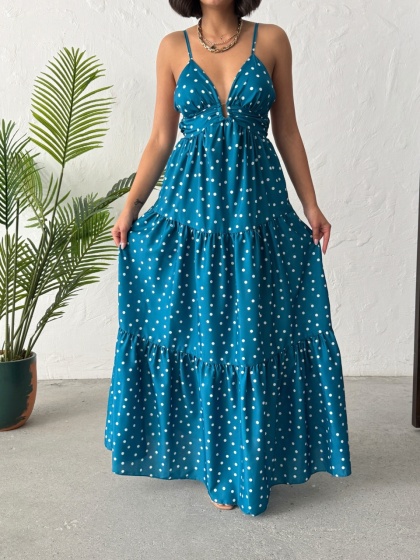 Rochie lunga cu imprimeu buline - Img 3