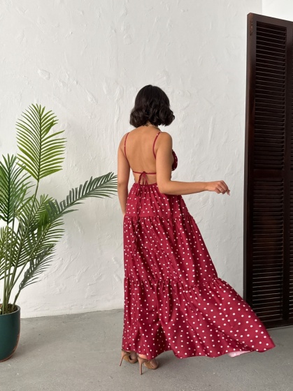 Rochie lunga cu imprimeu buline - Img 3