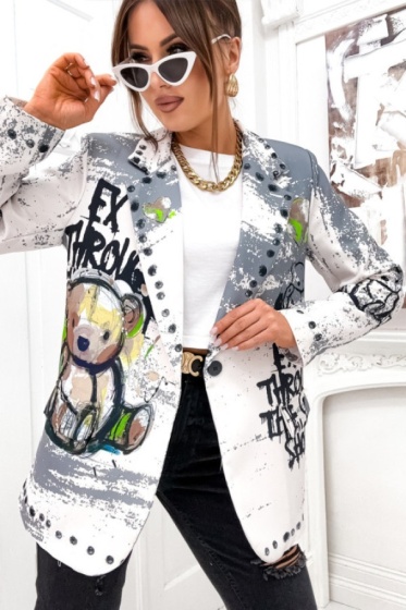 Sacou casual cu print animat