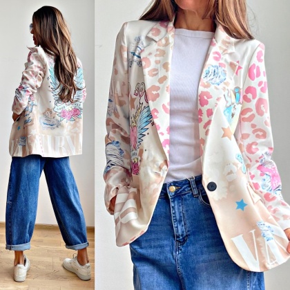 Sacou dama cu imprimeu colorat - Img 1