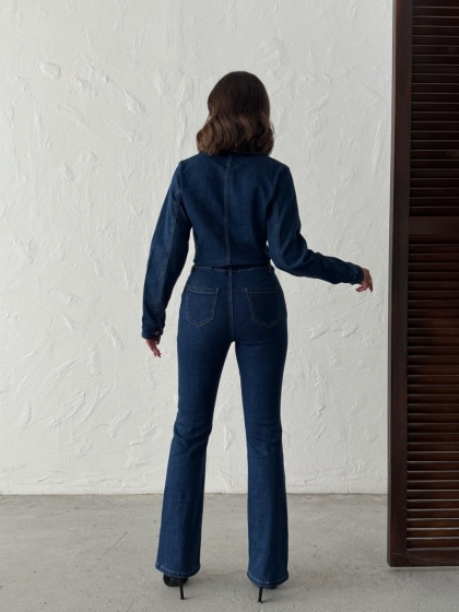 Salopeta din denim elastic cu fermoar - Img 4