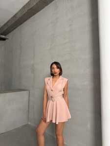 Salopeta scurta stil rochie cu accesoriu curea - Img 7