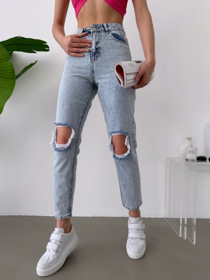 Blugi dama mom fit cu rupturi - Img 2