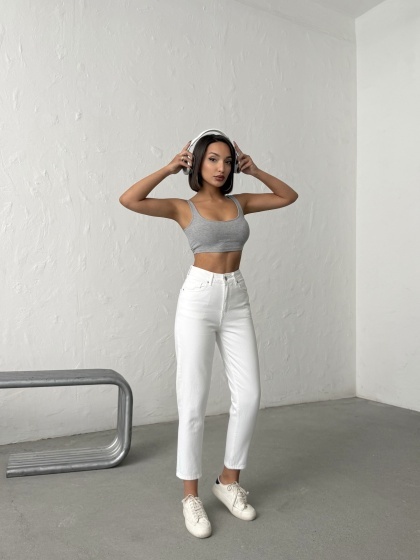 Blugi mom fit cu detalii strălucitoare - Img 3