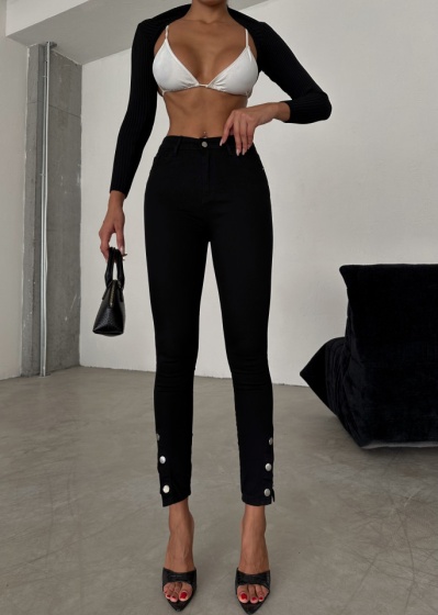 Blugi skinny accesorizati cu capse - Img 1