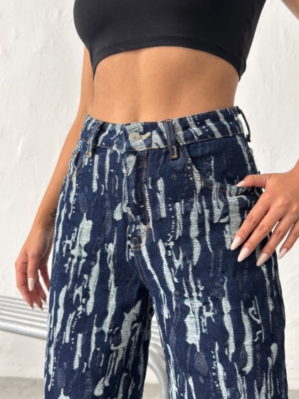 Blugi wide leg cu aspect vintage - Img 8