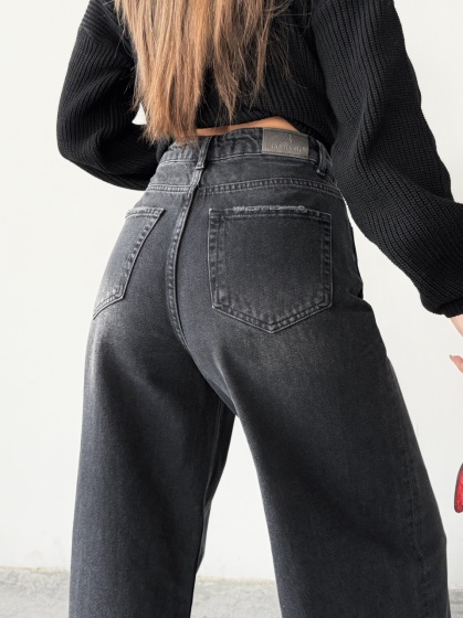 Blugi wide leg cu dunga pe mijloc - Img 7