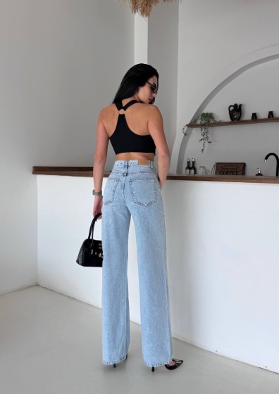 Blugi wide leg cu talie asimetrica - Img 2