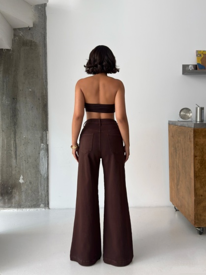 Blugi wide leg elastici cu croi extra evazat - Img 2